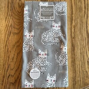 Kay Dee Designs Purr Cats R4630 Dual Purpose Terry Towel 16"x26″ Cotton Grey Wht